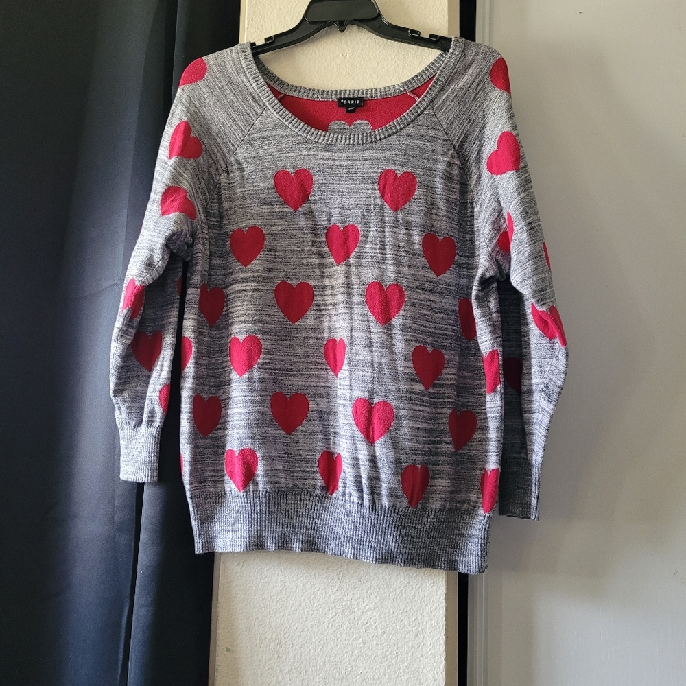 Plus size gray and red sweater
